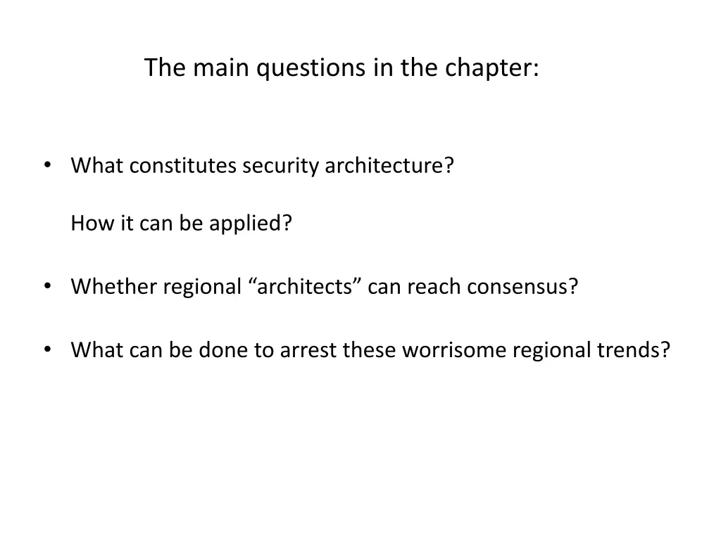the main questions in the chapter
