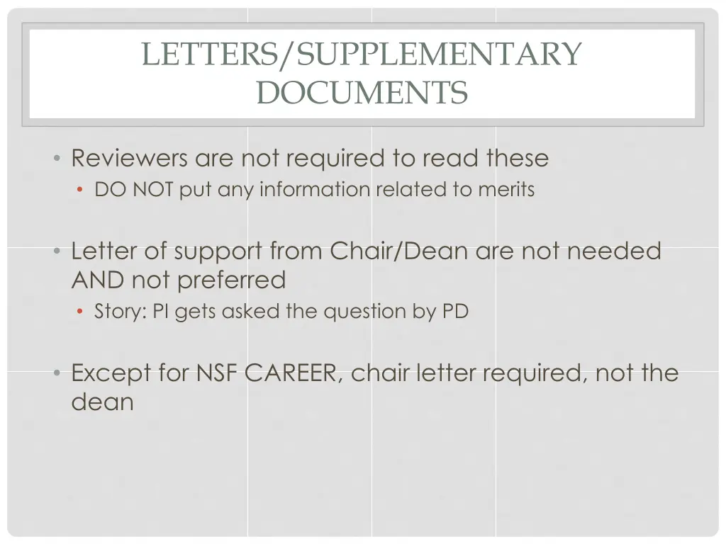 letters supplementary documents