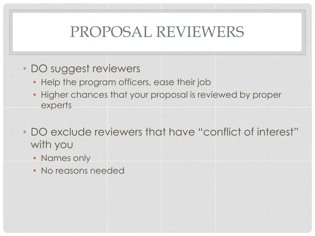 proposal reviewers