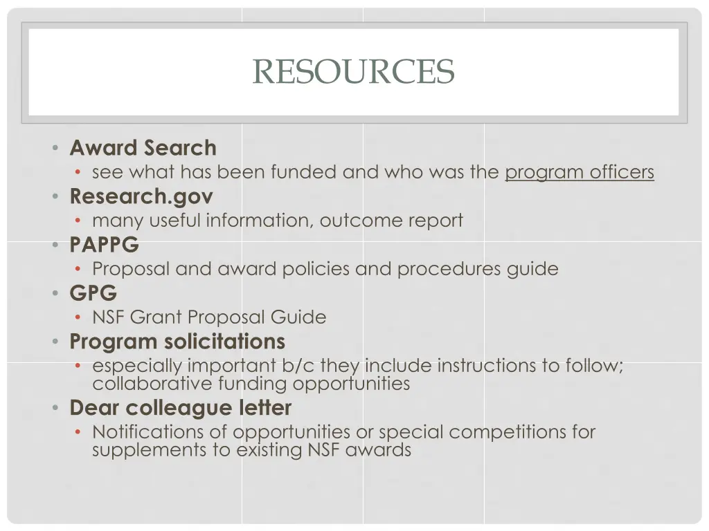 resources