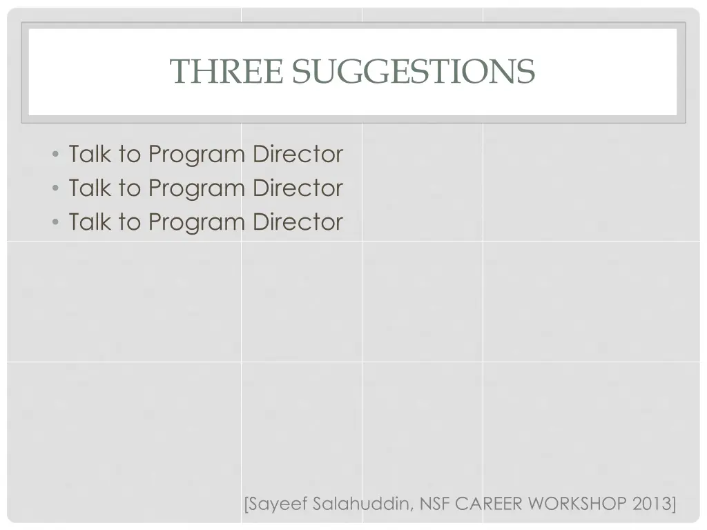 three suggestions