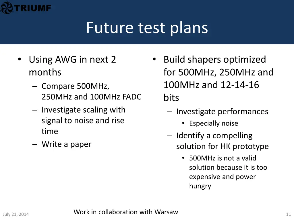future test plans