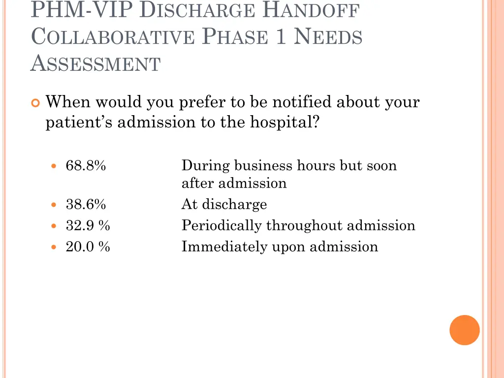 phm vip d ischarge h andoff c ollaborative p hase 1