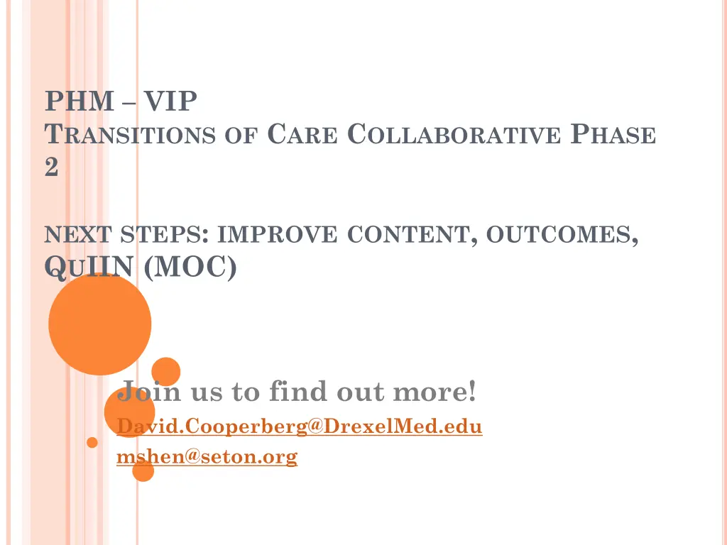 phm vip t ransitions of c are c ollaborative
