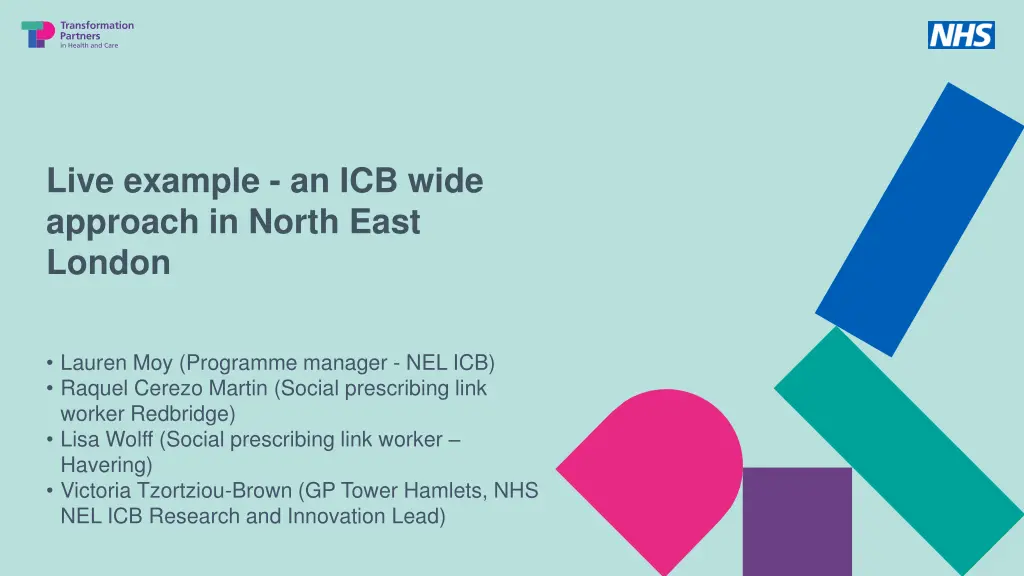 live example an icb wide approach in north east