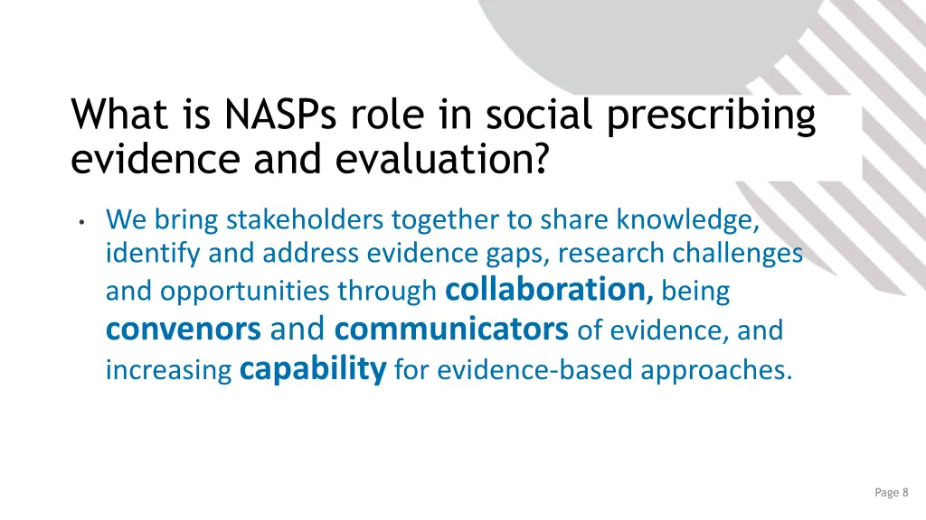 what is nasps role in social prescribing evidence