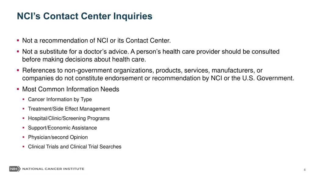 nci s contact center inquiries