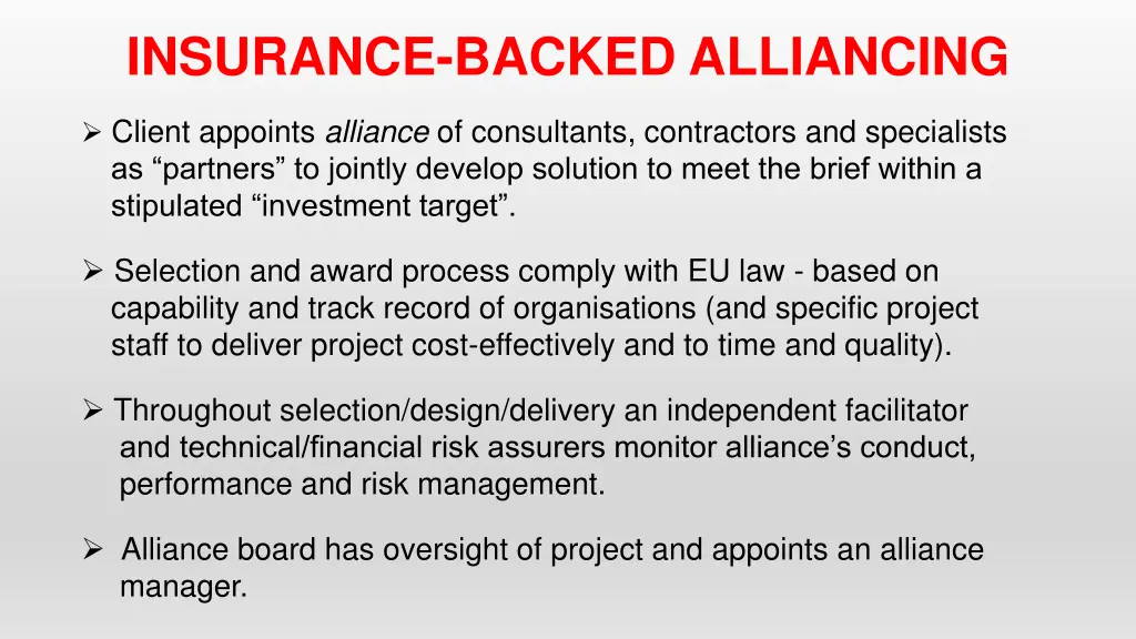 insurance backed alliancing