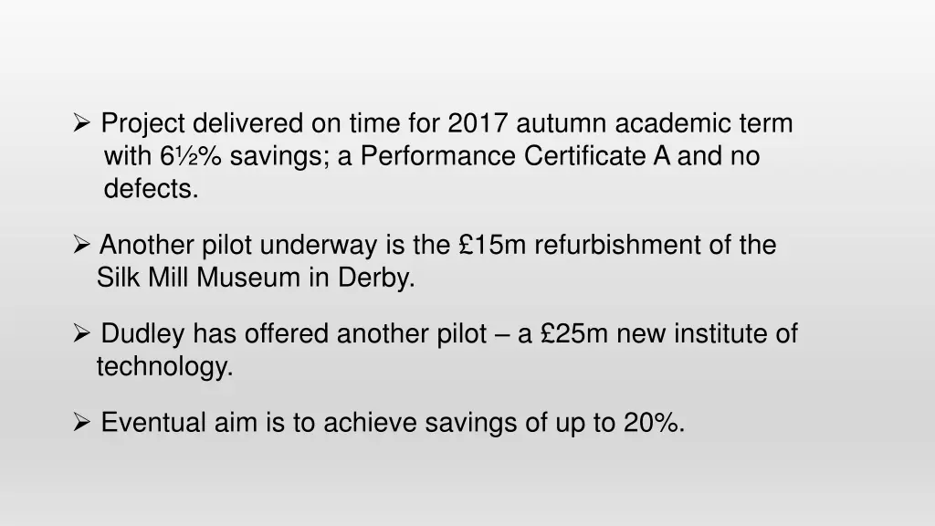 project delivered on time for 2017 autumn