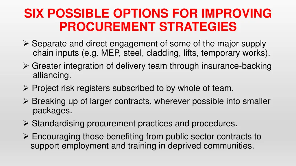 six possible options for improving procurement