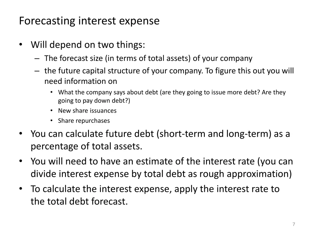 forecasting interest expense