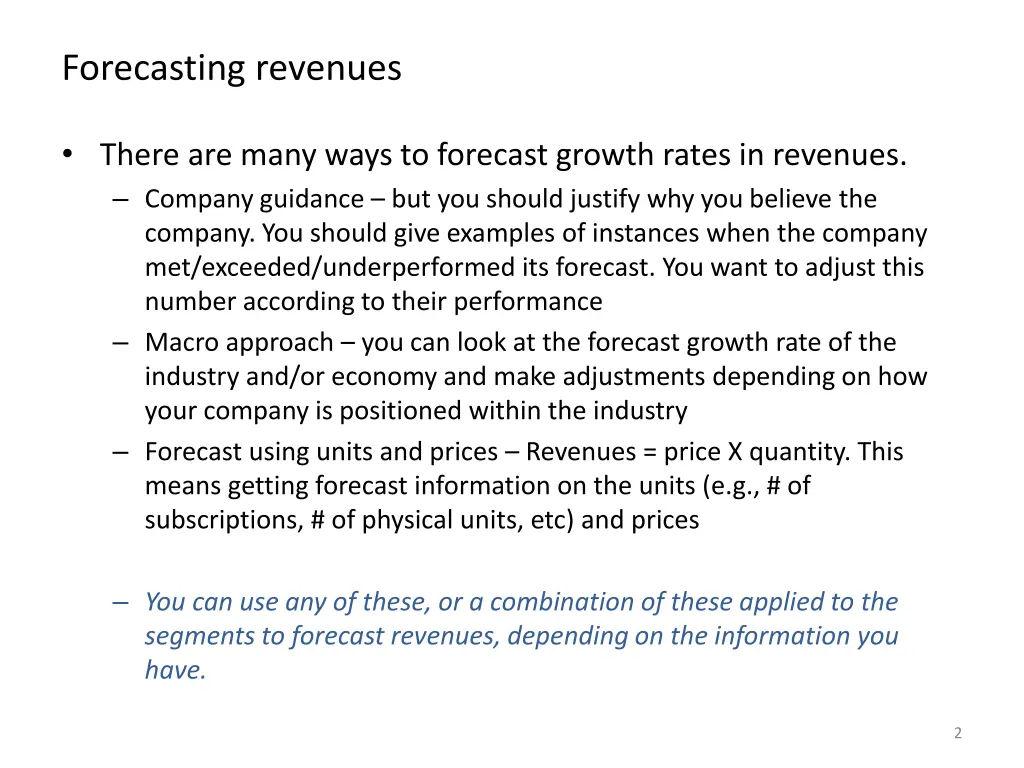 forecasting revenues