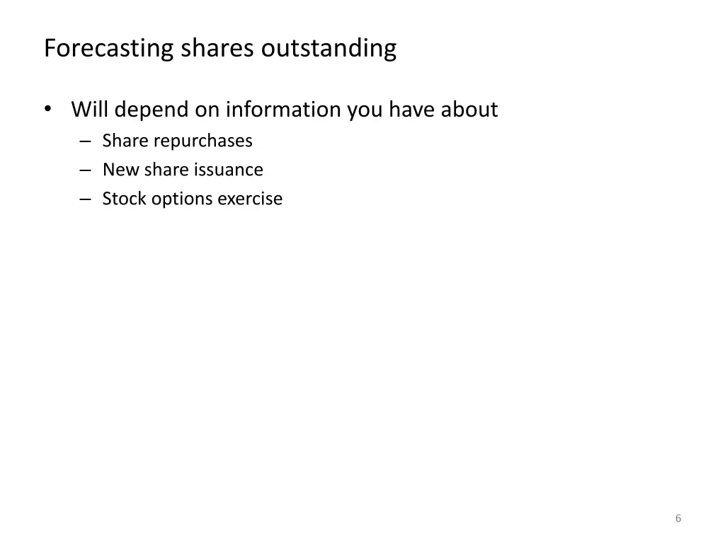 forecasting shares outstanding