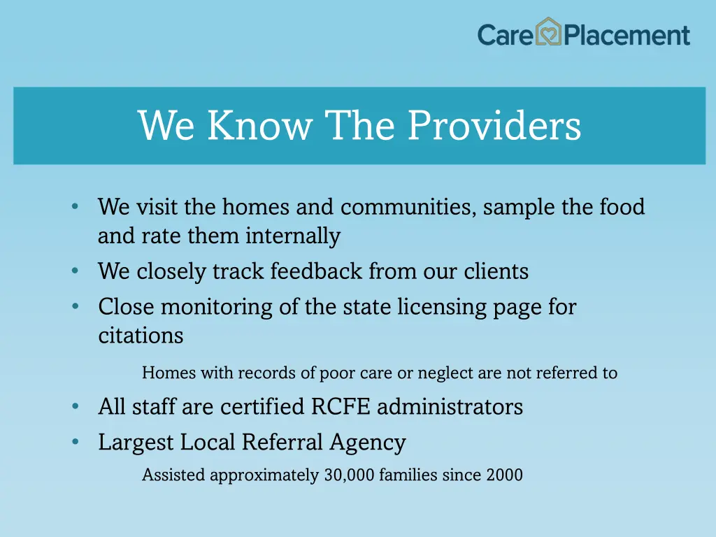 we know the providers