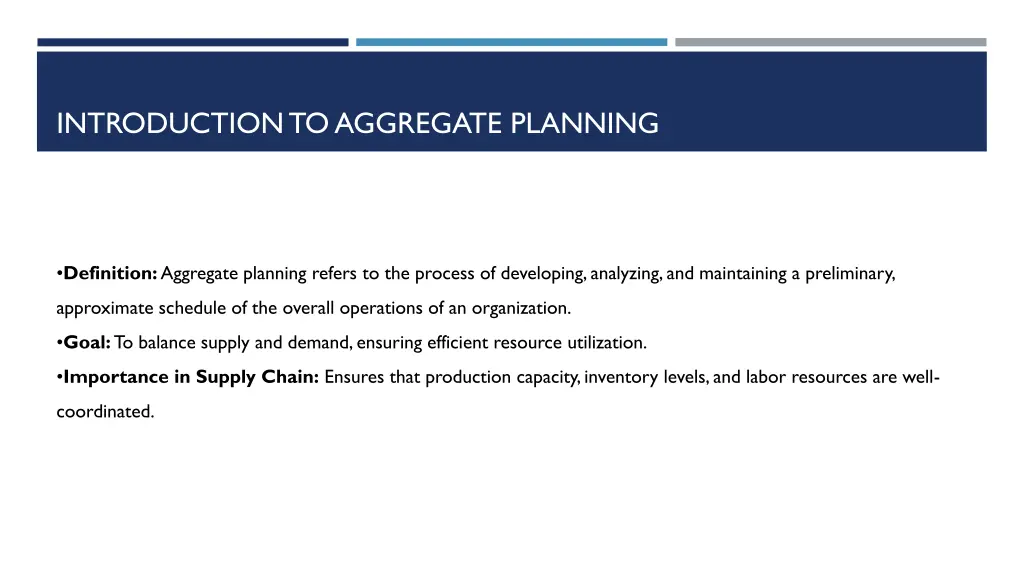 introduction to aggregate planning