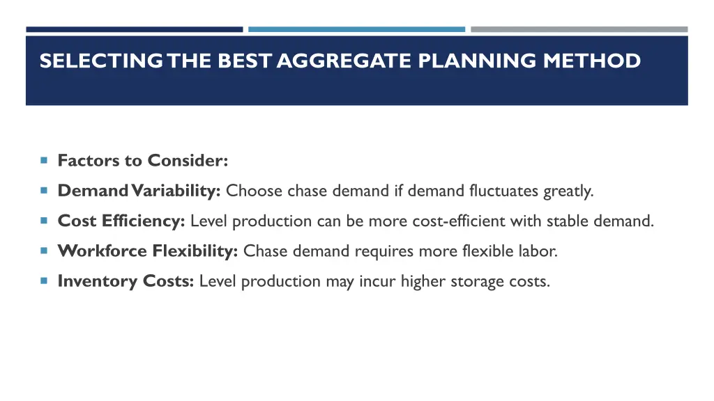 selecting the best aggregate planning method
