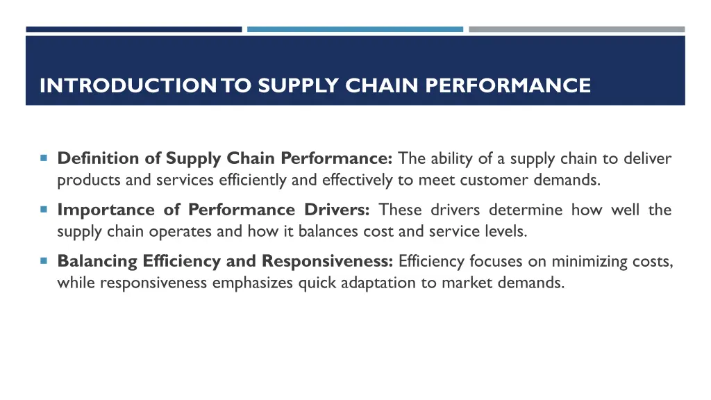 introduction to supply chain performance