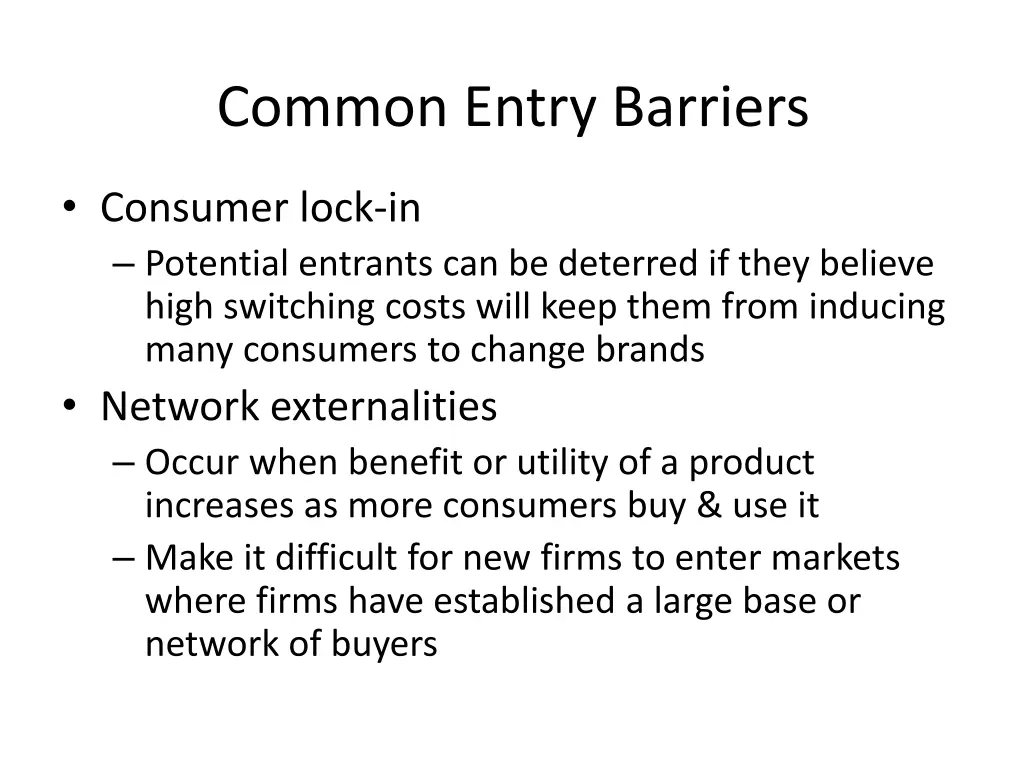 common entry barriers 2