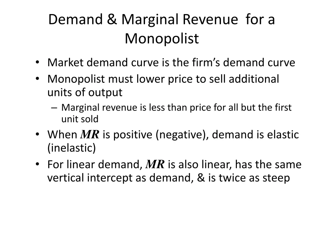 demand marginal revenue for a monopolist