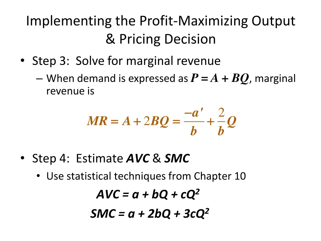implementing the profit maximizing output pricing 2