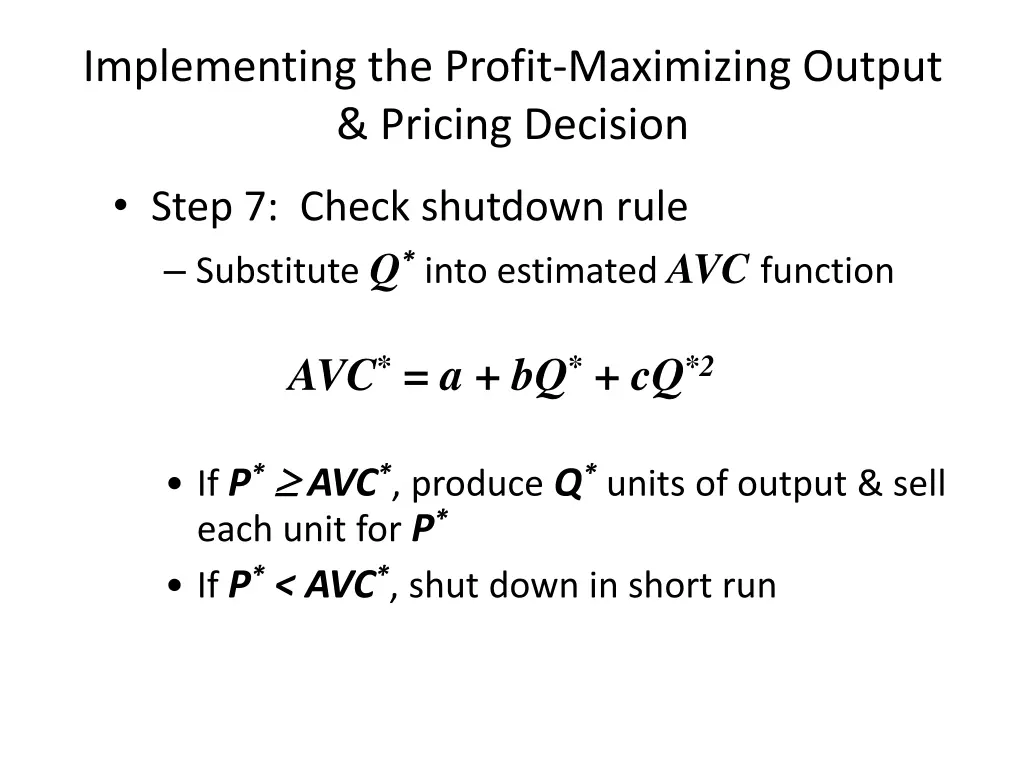 implementing the profit maximizing output pricing 4