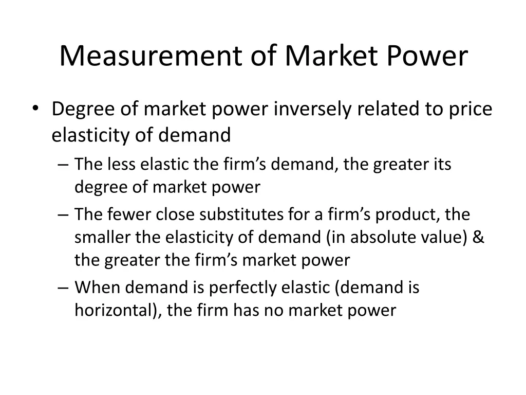 measurement of market power