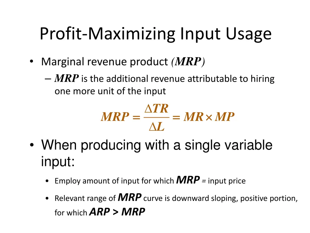 profit maximizing input usage 1