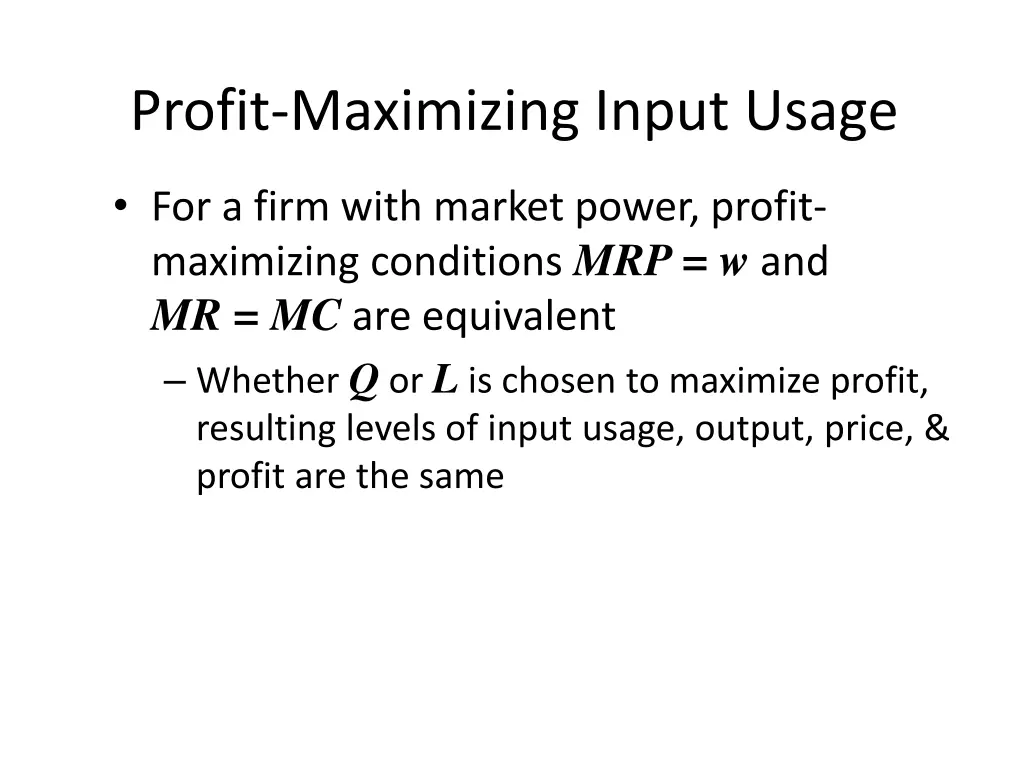 profit maximizing input usage 2