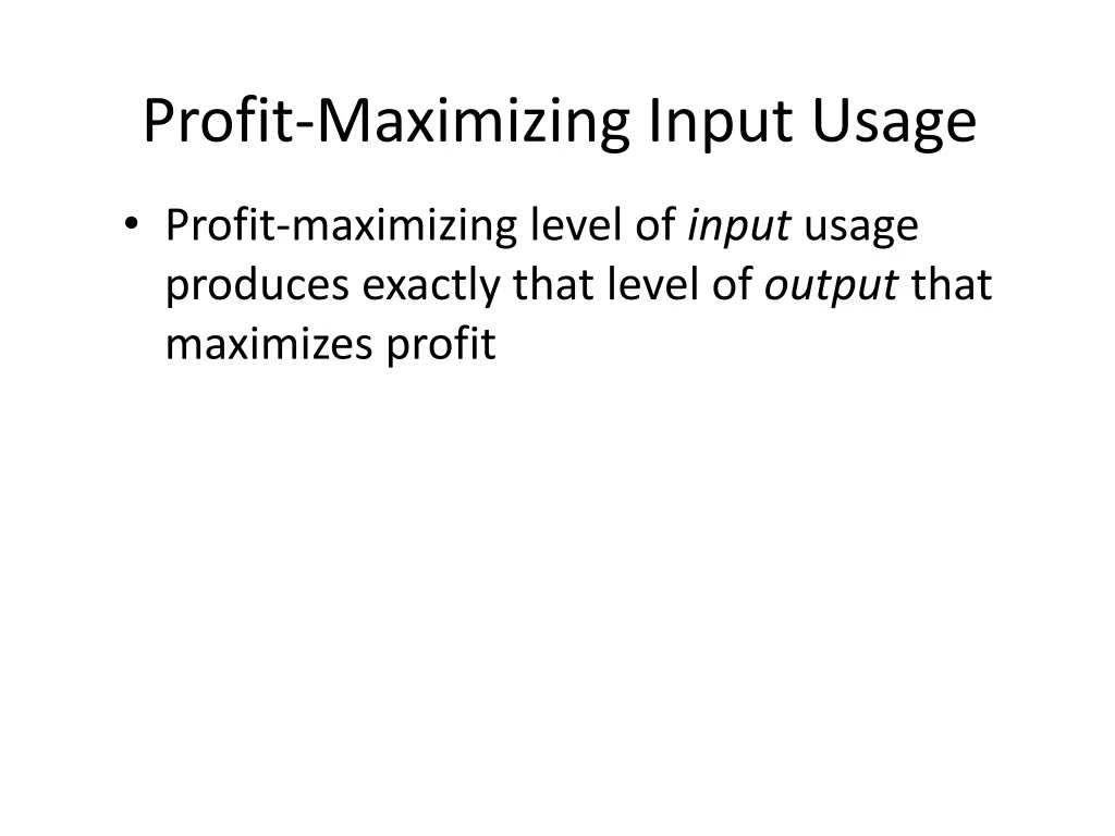 profit maximizing input usage