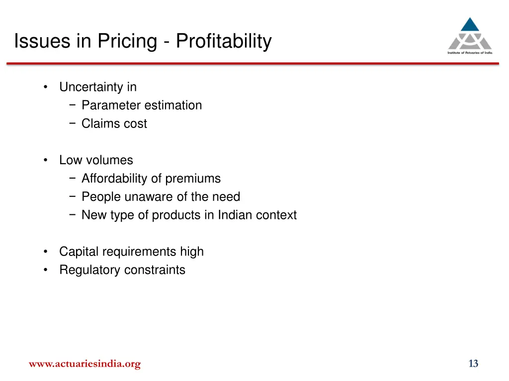 issues in pricing profitability