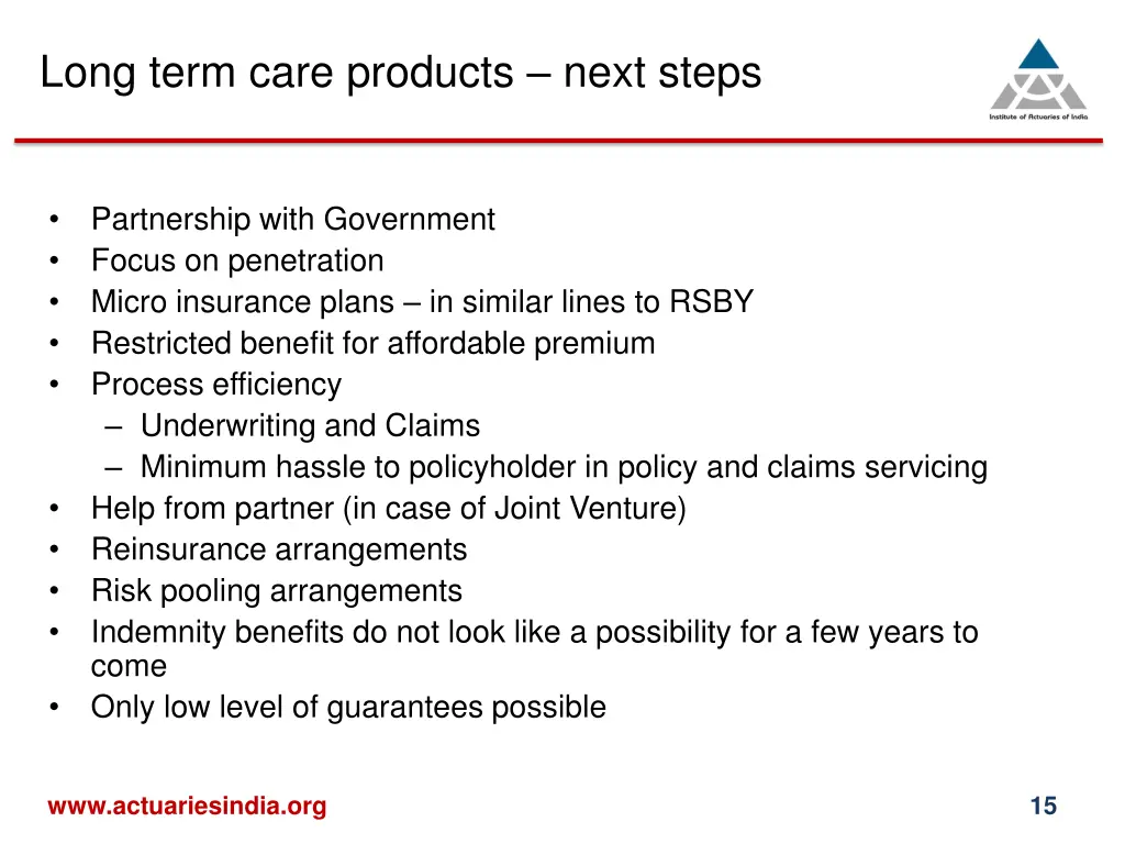 long term care products next steps