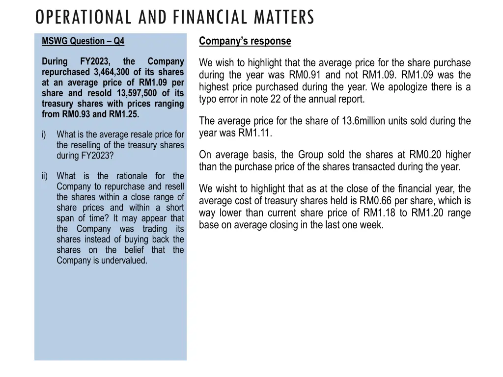 operational and financial matters 3