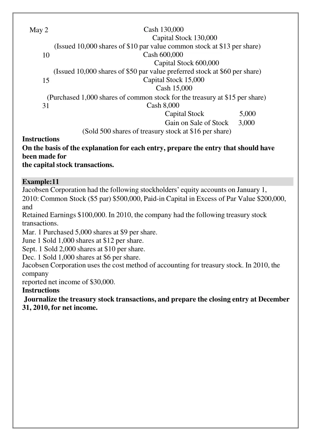 cash 130 000 capital stock 130 000