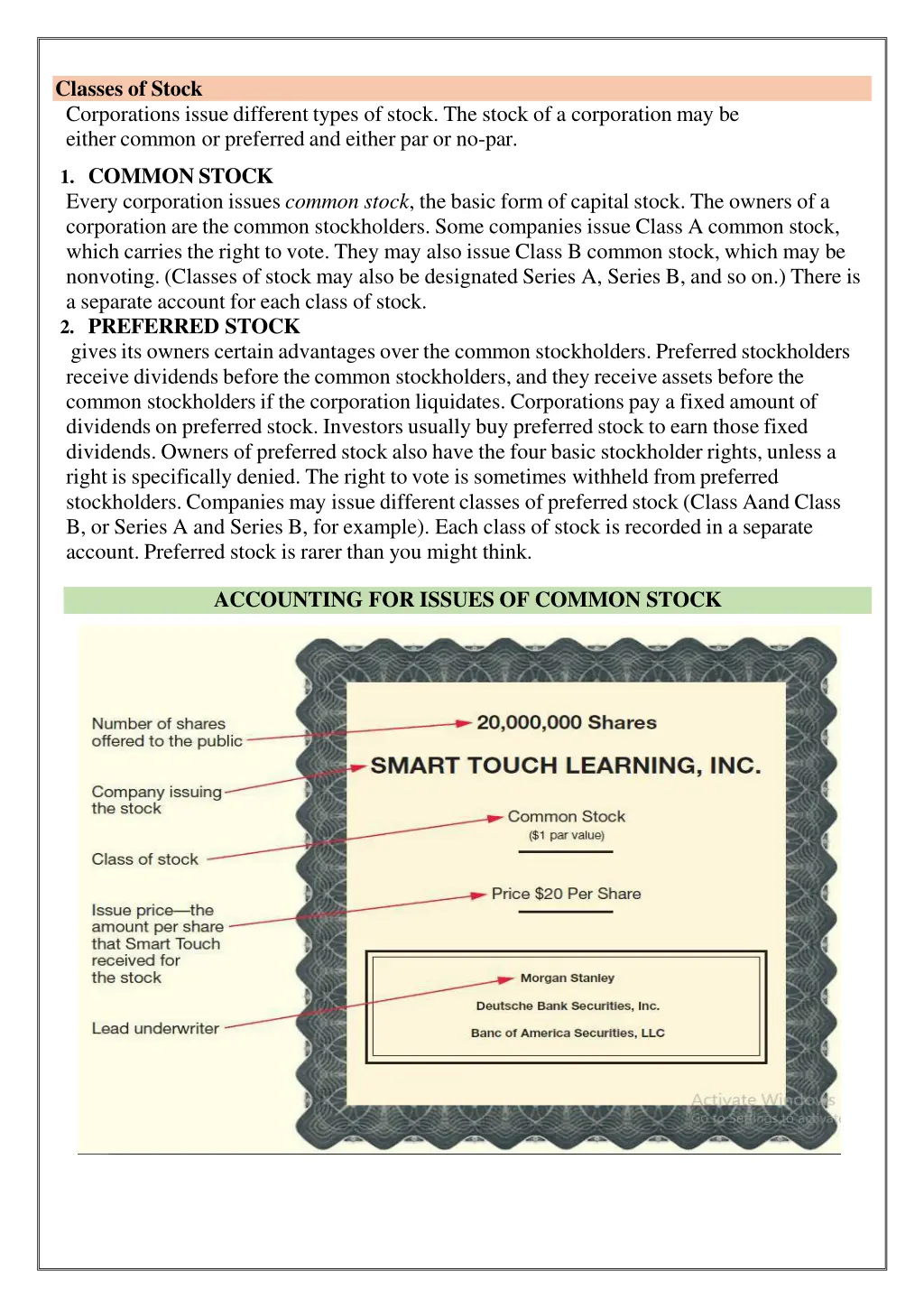 classes of stock corporations issue different