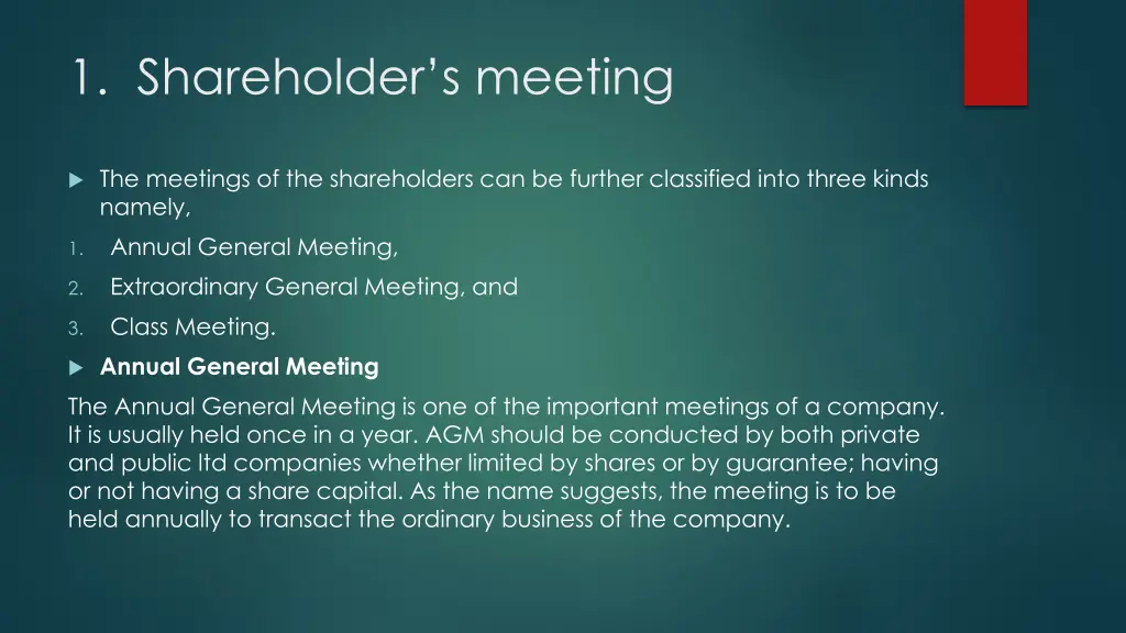 1 shareholder s meeting