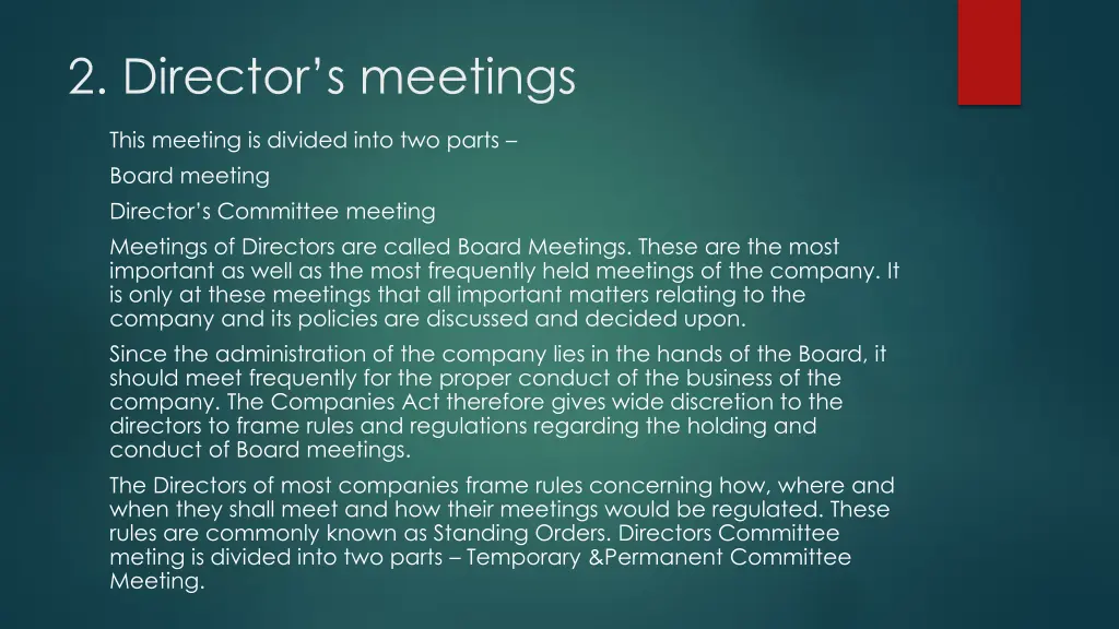 2 director s meetings