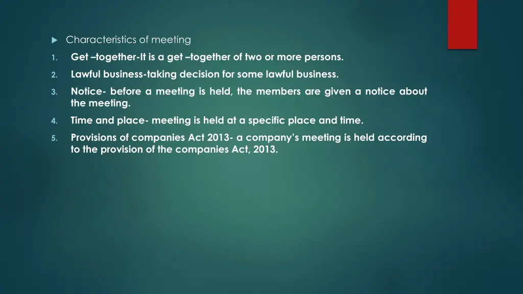 characteristics of meeting