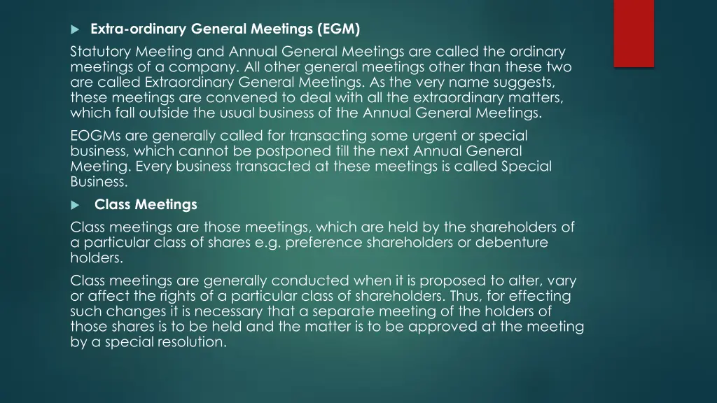 extra ordinary general meetings egm statutory