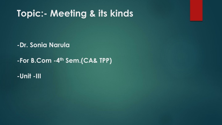 topic meeting its kinds