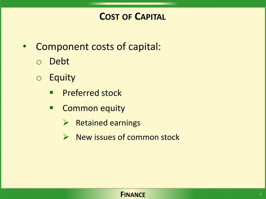 c ost of c apital