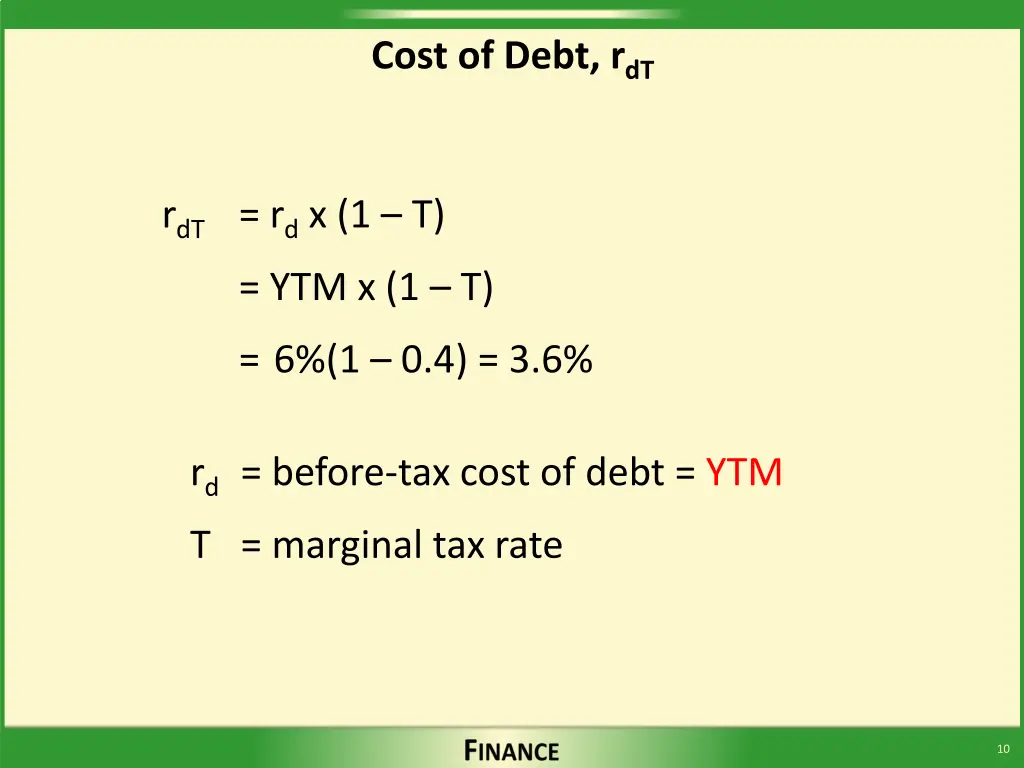 cost of debt r dt 1