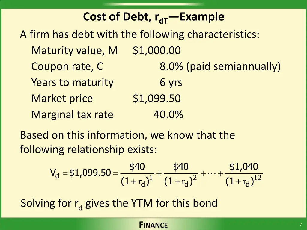 cost of debt r dt example