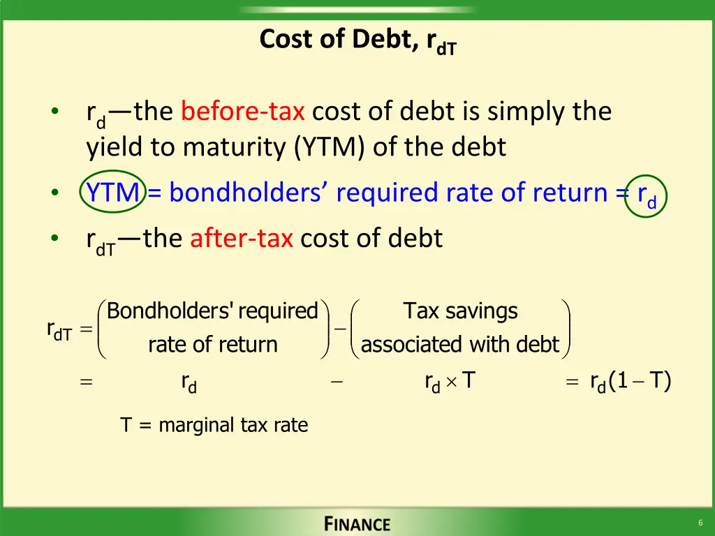 cost of debt r dt