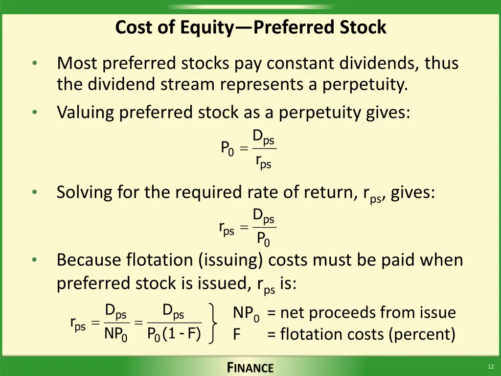 cost of equity preferred stock