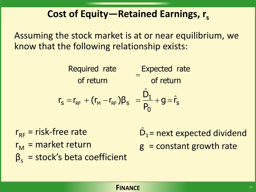 cost of equity retained earnings r s 1