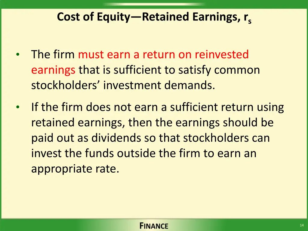 cost of equity retained earnings r s