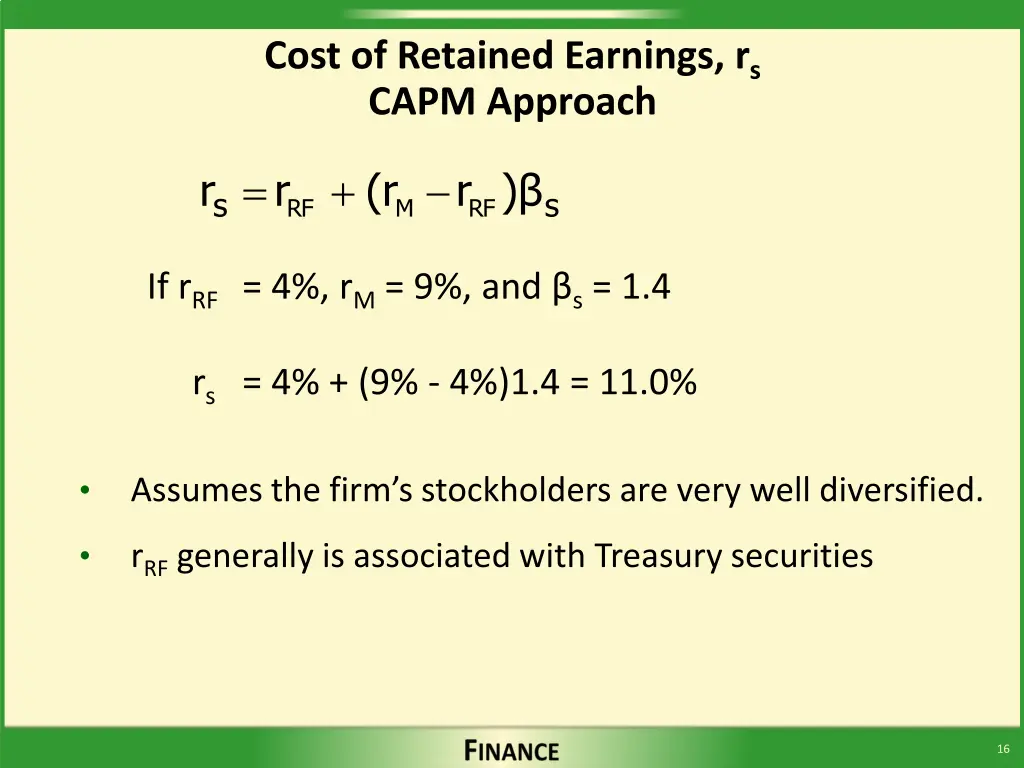 cost of retained earnings r s capm approach