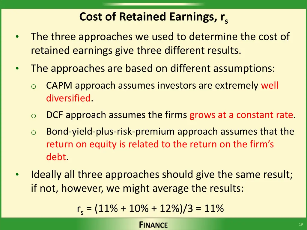 cost of retained earnings r s