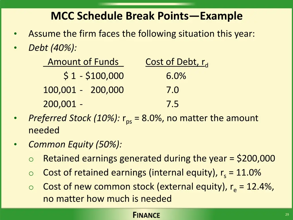 mcc schedule break points example