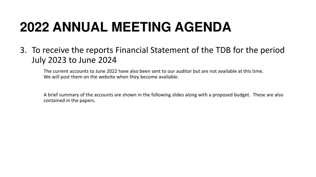 2022 annual meeting agenda